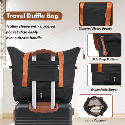 Hardshell Luggage Set, Travel Suitcase Set | Carry on suitcase,Travel luggage set with double spinner wheels and lock.14" 20" 24" 28"+Duffel Bag+Toiletry Bag - Colors A