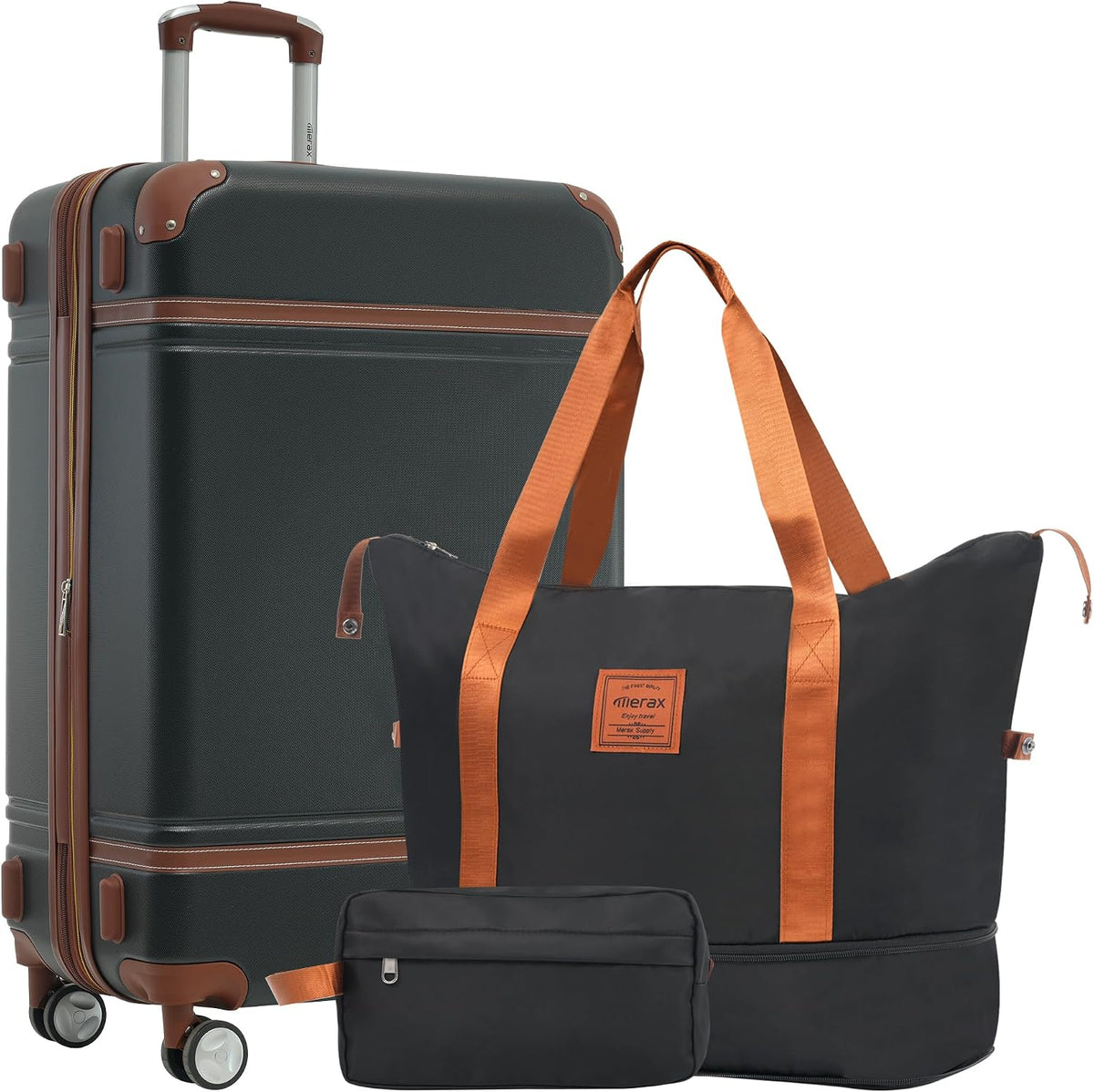 Hardshell Luggage Set, Travel Suitcase Set | Carry on suitcase,Travel luggage set with double spinner wheels and lock.14" 20" 24" 28"+Duffel Bag+Toiletry Bag - Colors A