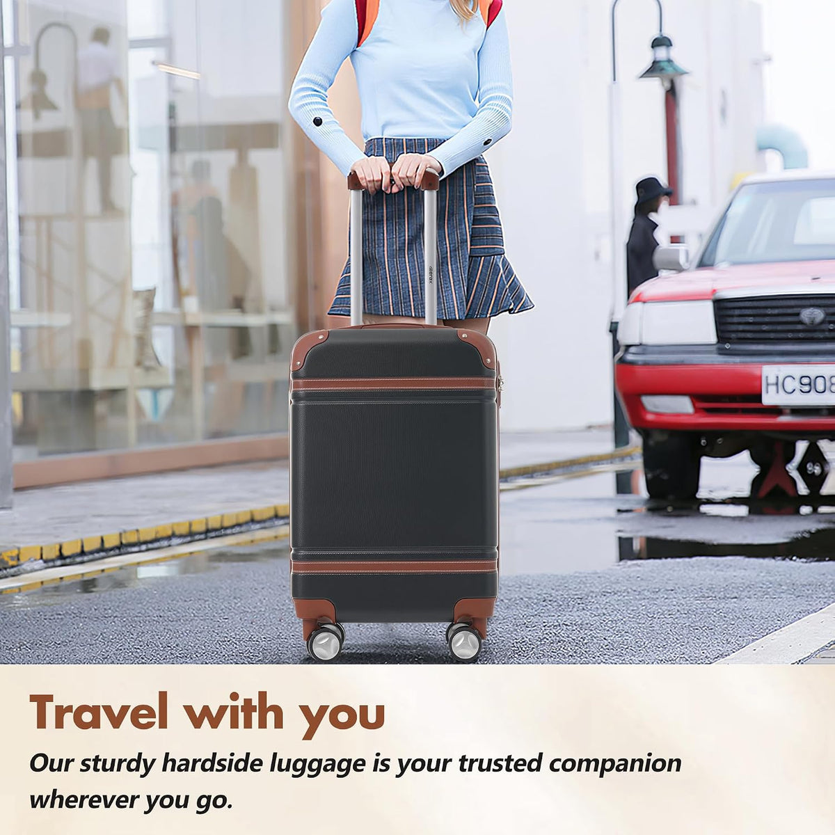 Hardshell Luggage Set, Travel Suitcase Set | Carry on suitcase,Travel luggage set with double spinner wheels and lock.14" 20" 24" 28"+Duffel Bag+Toiletry Bag - Colors A