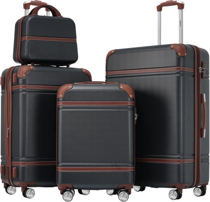 Hardshell Luggage Set, Travel Suitcase Set | Carry on suitcase,Travel luggage set with double spinner wheels and lock.14" 20" 24" 28"+Duffel Bag+Toiletry Bag - Colors A