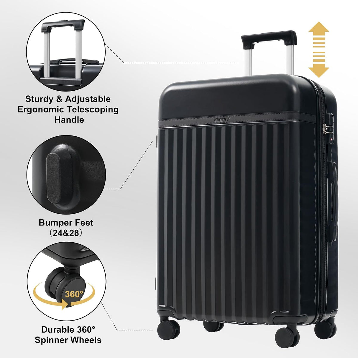 Hardshell Luggage Set, Travel Suitcase Set | Carry on suitcase,Travel luggage set with double spinner wheels and lock.14" 20" 24" 28"+Duffel Bag+Toiletry Bag - Colors A