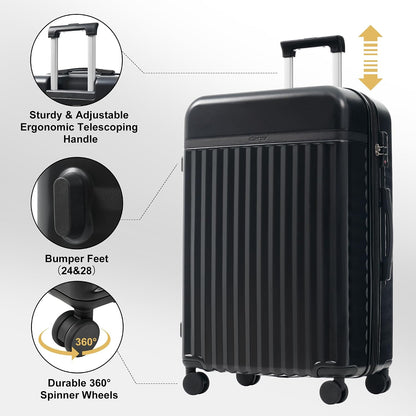 Hardshell Luggage Set, Travel Suitcase Set | Carry on suitcase,Travel luggage set with double spinner wheels and lock.14" 20" 24" 28"+Duffel Bag+Toiletry Bag - Colors A