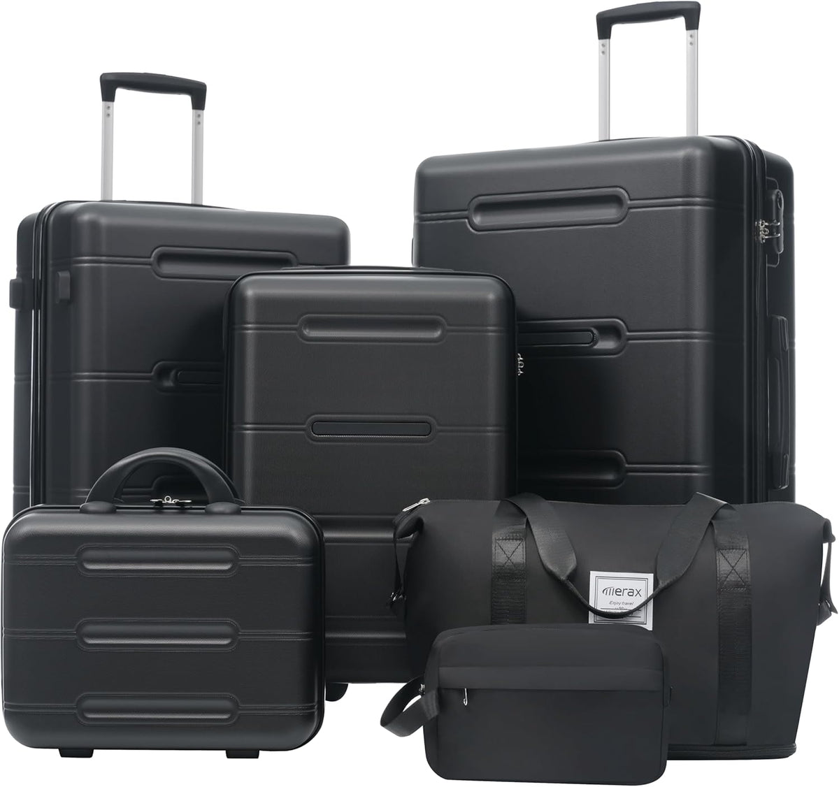 Hardshell Luggage Set, Travel Suitcase Set | Carry on suitcase,Travel luggage set with double spinner wheels and lock.14" 20" 24" 28"+Duffel Bag+Toiletry Bag - Colors A