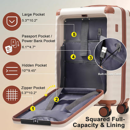 Hardshell Luggage Set, Travel Suitcase Set | Carry on suitcase,Travel luggage set with double spinner wheels and lock.14" 20" 24" 28"+Duffel Bag+Toiletry Bag - Colors A