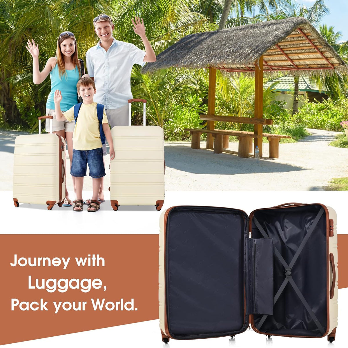 Hardshell Luggage Set, Travel Suitcase Set | Carry on suitcase,Travel luggage set with double spinner wheels and lock.14" 20" 24" 28"+Duffel Bag+Toiletry Bag - Colors A