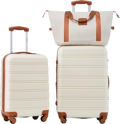 Hardshell Luggage Set, Travel Suitcase Set | Carry on suitcase,Travel luggage set with double spinner wheels and lock.14" 20" 24" 28"+Duffel Bag+Toiletry Bag - Colors A