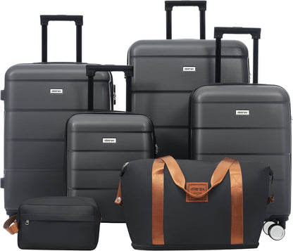 Hardshell Luggage Set, Travel Suitcase Set | Carry on suitcase,Travel luggage set with double spinner wheels and lock.14" 20" 24" 28"+Duffel Bag+Toiletry Bag - Colors A