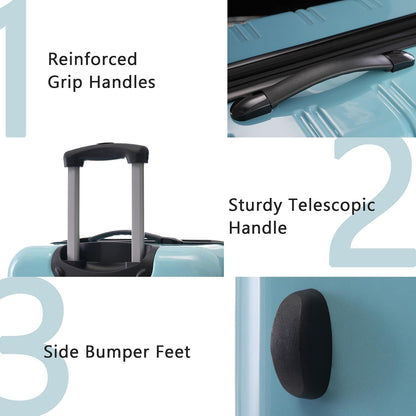 Hardshell Luggage Set, Travel Suitcase Set | Carry on suitcase,Travel luggage set with double spinner wheels and lock.14" 20" 24" 28"+Duffel Bag+Toiletry Bag - Colors A