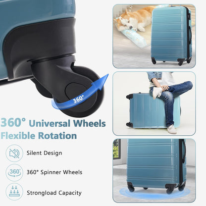 Hardshell Luggage Set, Travel Suitcase Set | Carry on suitcase,Travel luggage set with double spinner wheels and lock.14" 20" 24" 28"+Duffel Bag+Toiletry Bag - Colors A