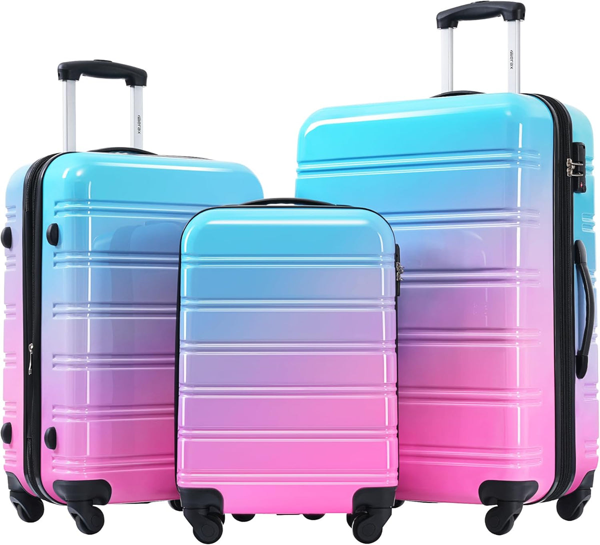Hardshell Luggage Set, Travel Suitcase Set | Carry on suitcase,Travel luggage set with double spinner wheels and lock.14" 20" 24" 28"+Duffel Bag+Toiletry Bag - Colors A