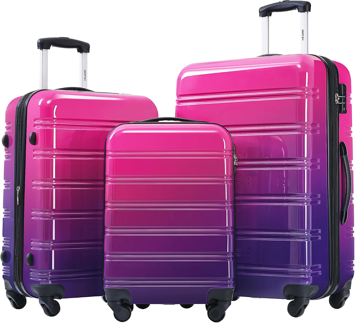 Hardshell Luggage Set, Travel Suitcase Set | Carry on suitcase,Travel luggage set with double spinner wheels and lock.14" 20" 24" 28"+Duffel Bag+Toiletry Bag - Colors A