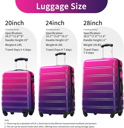 Hardshell Luggage Set, Travel Suitcase Set | Carry on suitcase,Travel luggage set with double spinner wheels and lock.14" 20" 24" 28"+Duffel Bag+Toiletry Bag - Colors A