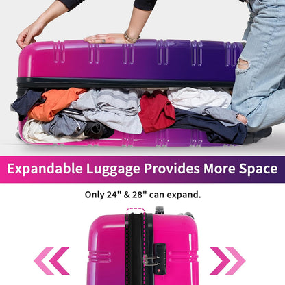 Hardshell Luggage Set, Travel Suitcase Set | Carry on suitcase,Travel luggage set with double spinner wheels and lock.14" 20" 24" 28"+Duffel Bag+Toiletry Bag - Colors A