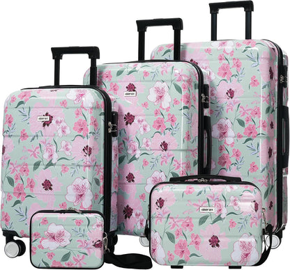 Hardshell Luggage Set, Travel Suitcase Set | Carry on suitcase,Travel luggage set with double spinner wheels and lock.14" 20" 24" 28"+Duffel Bag+Toiletry Bag - Colors A