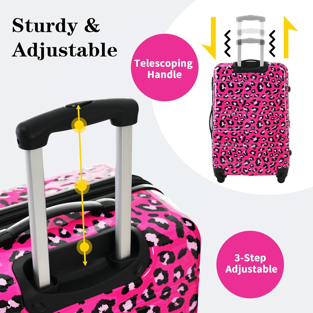 Hardshell Luggage Set, Travel Suitcase Set | Carry on suitcase,Travel luggage set with double spinner wheels and lock.14" 20" 24" 28"+Duffel Bag+Toiletry Bag - Colors A