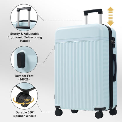 Hardshell Luggage Set, Travel Suitcase Set | Carry on suitcase,Travel luggage set with double spinner wheels and lock.14" 20" 24" 28"+Duffel Bag+Toiletry Bag - Colors A