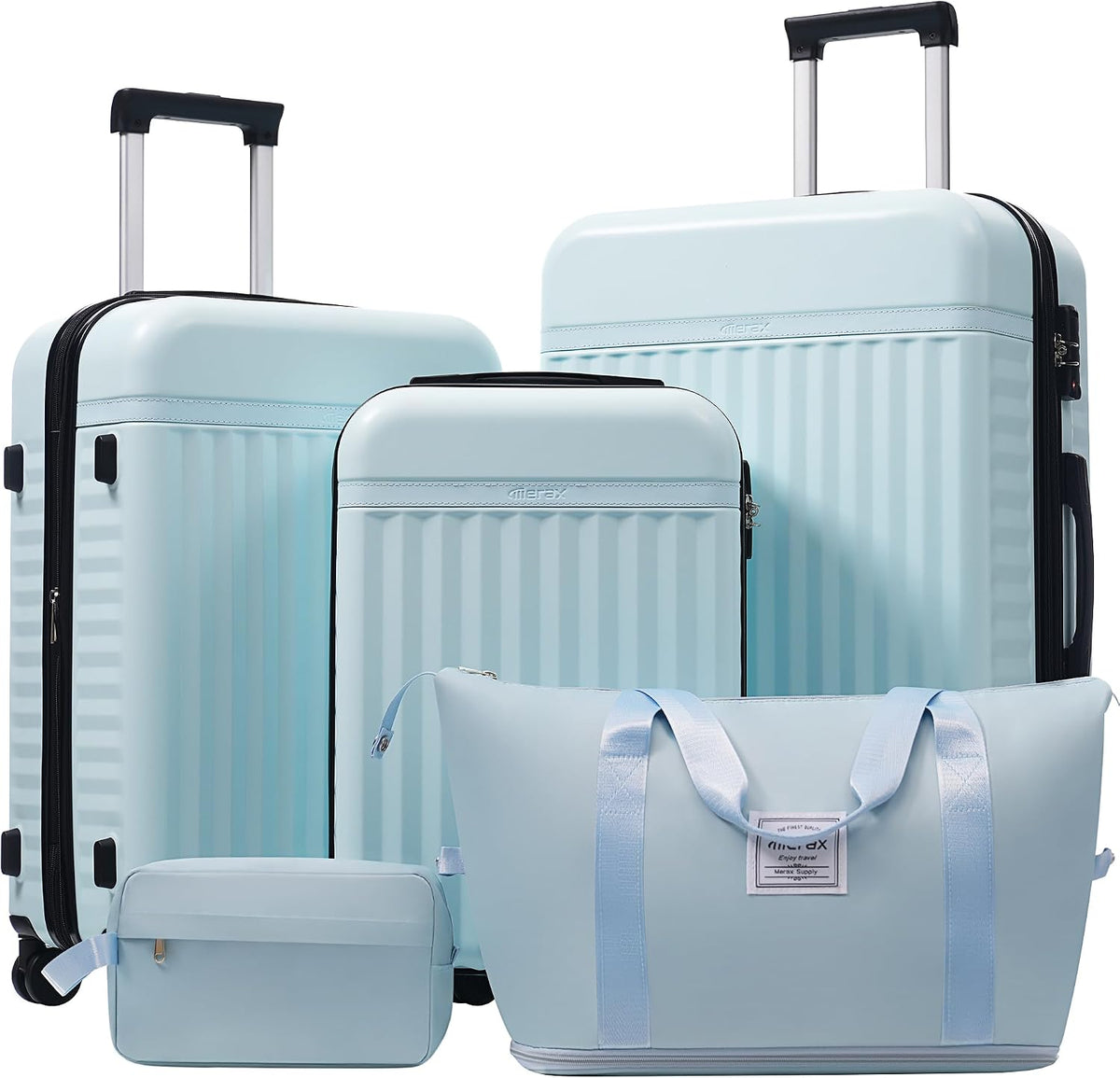 Hardshell Luggage Set, Travel Suitcase Set | Carry on suitcase,Travel luggage set with double spinner wheels and lock.14" 20" 24" 28"+Duffel Bag+Toiletry Bag - Colors A