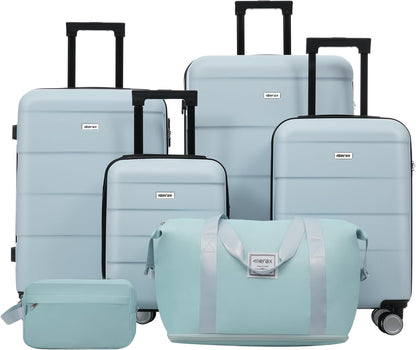 Hardshell Luggage Set, Travel Suitcase Set | Carry on suitcase,Travel luggage set with double spinner wheels and lock.14" 20" 24" 28"+Duffel Bag+Toiletry Bag - Colors A