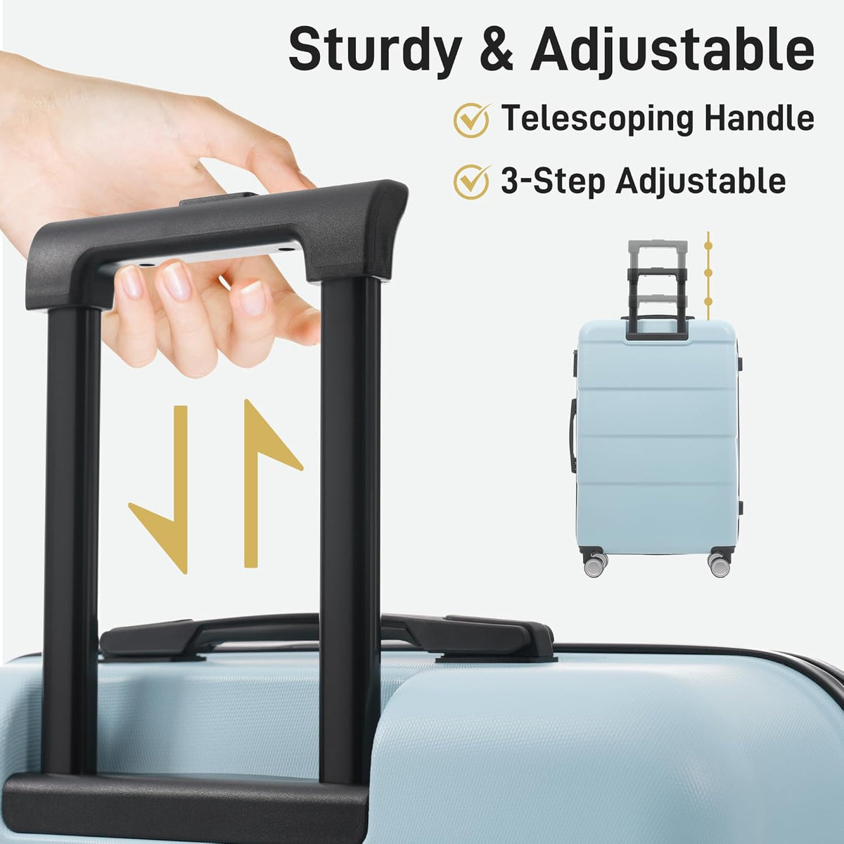 Hardshell Luggage Set, Travel Suitcase Set | Carry on suitcase,Travel luggage set with double spinner wheels and lock.14" 20" 24" 28"+Duffel Bag+Toiletry Bag - Colors A