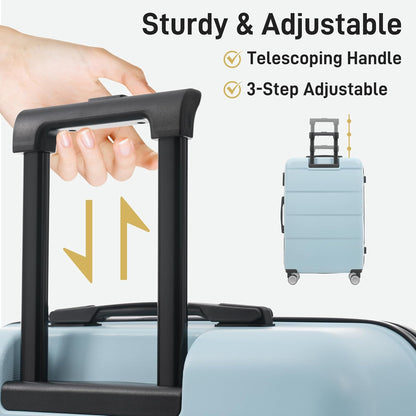 Hardshell Luggage Set, Travel Suitcase Set | Carry on suitcase,Travel luggage set with double spinner wheels and lock.14" 20" 24" 28"+Duffel Bag+Toiletry Bag - Colors A