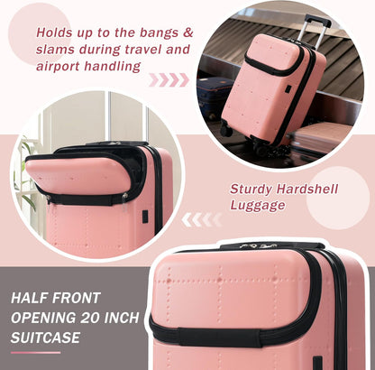 Hardshell Luggage Set, Travel Suitcase Set | Carry on suitcase,Travel luggage set with double spinner wheels and lock.14" 20" 24" 28"+Duffel Bag+Toiletry Bag - Colors A