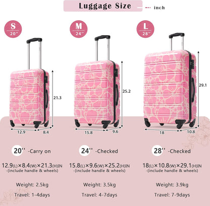 Hardshell Luggage Set, Travel Suitcase Set | Carry on suitcase,Travel luggage set with double spinner wheels and lock.14" 20" 24" 28"+Duffel Bag+Toiletry Bag - Colors A