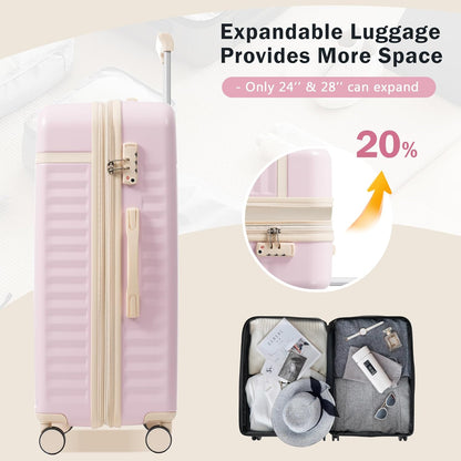 Hardshell Luggage Set, Travel Suitcase Set | Carry on suitcase,Travel luggage set with double spinner wheels and lock.14" 20" 24" 28"+Duffel Bag+Toiletry Bag - Colors A