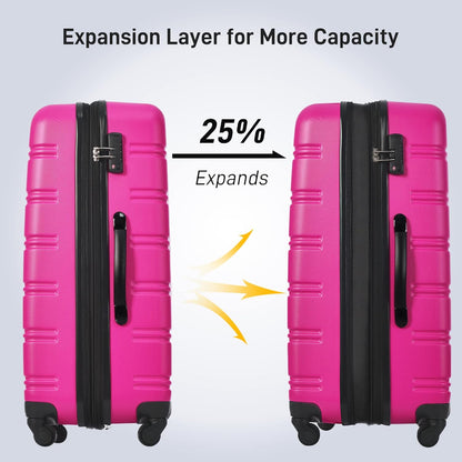Hardshell Luggage Set, Travel Suitcase Set | Carry on suitcase,Travel luggage set with double spinner wheels and lock.14" 20" 24" 28"+Duffel Bag+Toiletry Bag - Colors A