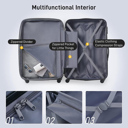 Hardshell Luggage Set, Travel Suitcase Set | Carry on suitcase,Travel luggage set with double spinner wheels and lock.14" 20" 24" 28"+Duffel Bag+Toiletry Bag - Colors A
