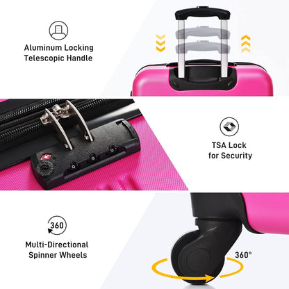 Hardshell Luggage Set, Travel Suitcase Set | Carry on suitcase,Travel luggage set with double spinner wheels and lock.14" 20" 24" 28"+Duffel Bag+Toiletry Bag - Colors A