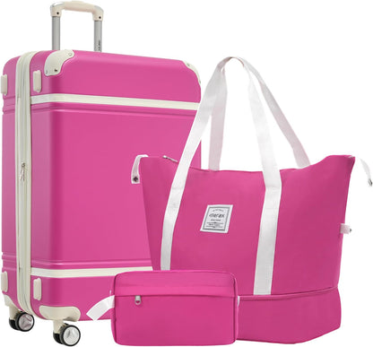 Hardshell Luggage Set, Travel Suitcase Set | Carry on suitcase,Travel luggage set with double spinner wheels and lock.14" 20" 24" 28"+Duffel Bag+Toiletry Bag - Colors A