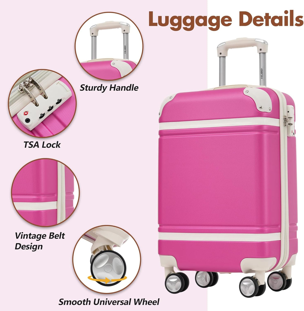 Hardshell Luggage Set, Travel Suitcase Set | Carry on suitcase,Travel luggage set with double spinner wheels and lock.14" 20" 24" 28"+Duffel Bag+Toiletry Bag - Colors A