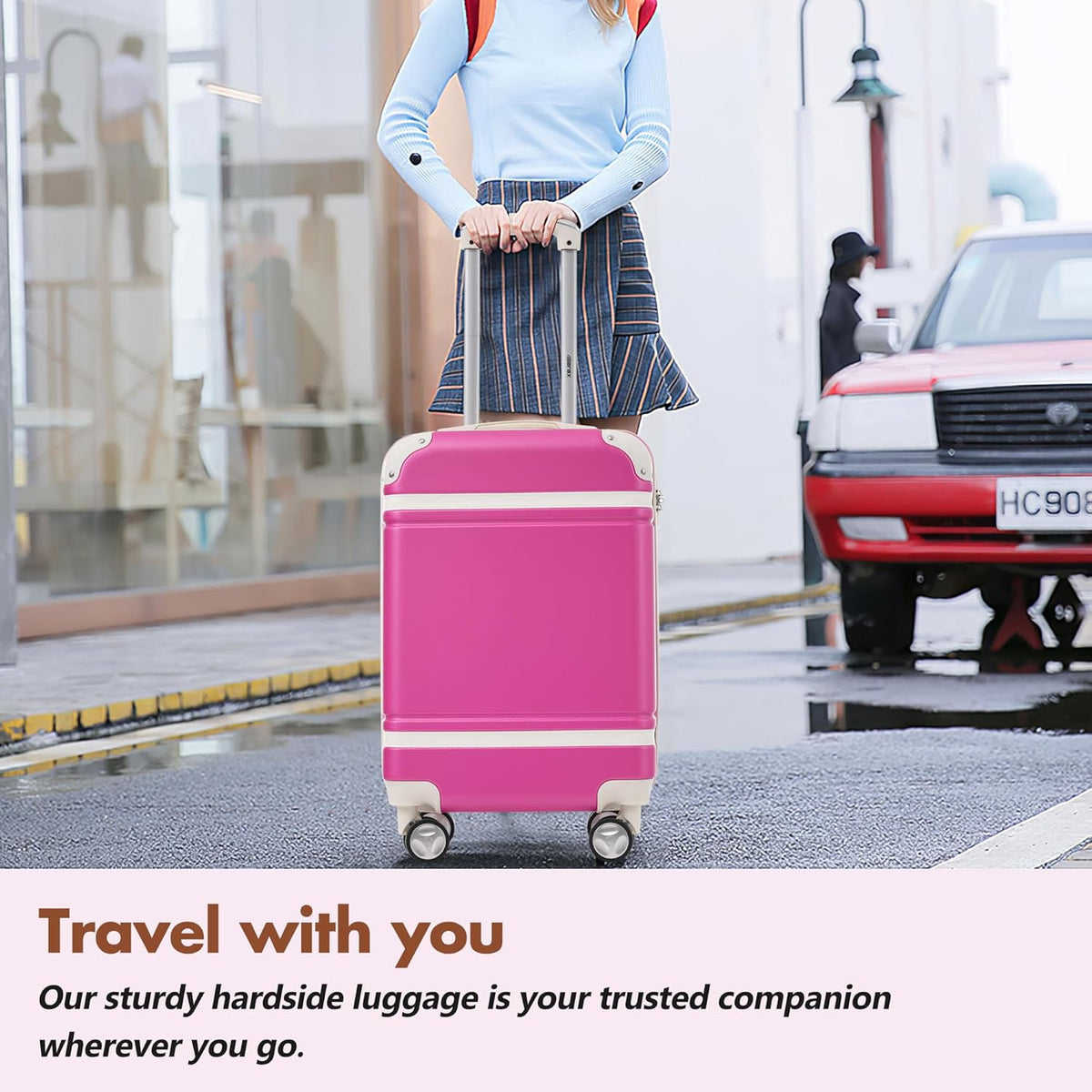 Hardshell Luggage Set, Travel Suitcase Set | Carry on suitcase,Travel luggage set with double spinner wheels and lock.14" 20" 24" 28"+Duffel Bag+Toiletry Bag - Colors A