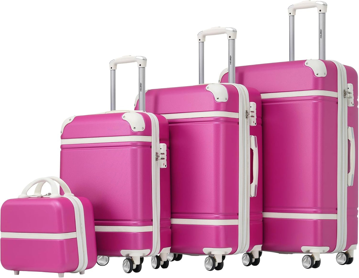 Hardshell Luggage Set, Travel Suitcase Set | Carry on suitcase,Travel luggage set with double spinner wheels and lock.14" 20" 24" 28"+Duffel Bag+Toiletry Bag - Colors A