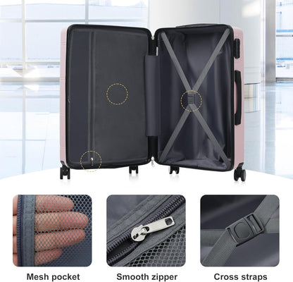 Hardshell Luggage Set, Travel Suitcase Set | Carry on suitcase,Travel luggage set with double spinner wheels and lock.14" 20" 24" 28"+Duffel Bag+Toiletry Bag - Colors A