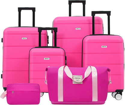Hardshell Luggage Set, Travel Suitcase Set | Carry on suitcase,Travel luggage set with double spinner wheels and lock.14" 20" 24" 28"+Duffel Bag+Toiletry Bag - Colors A