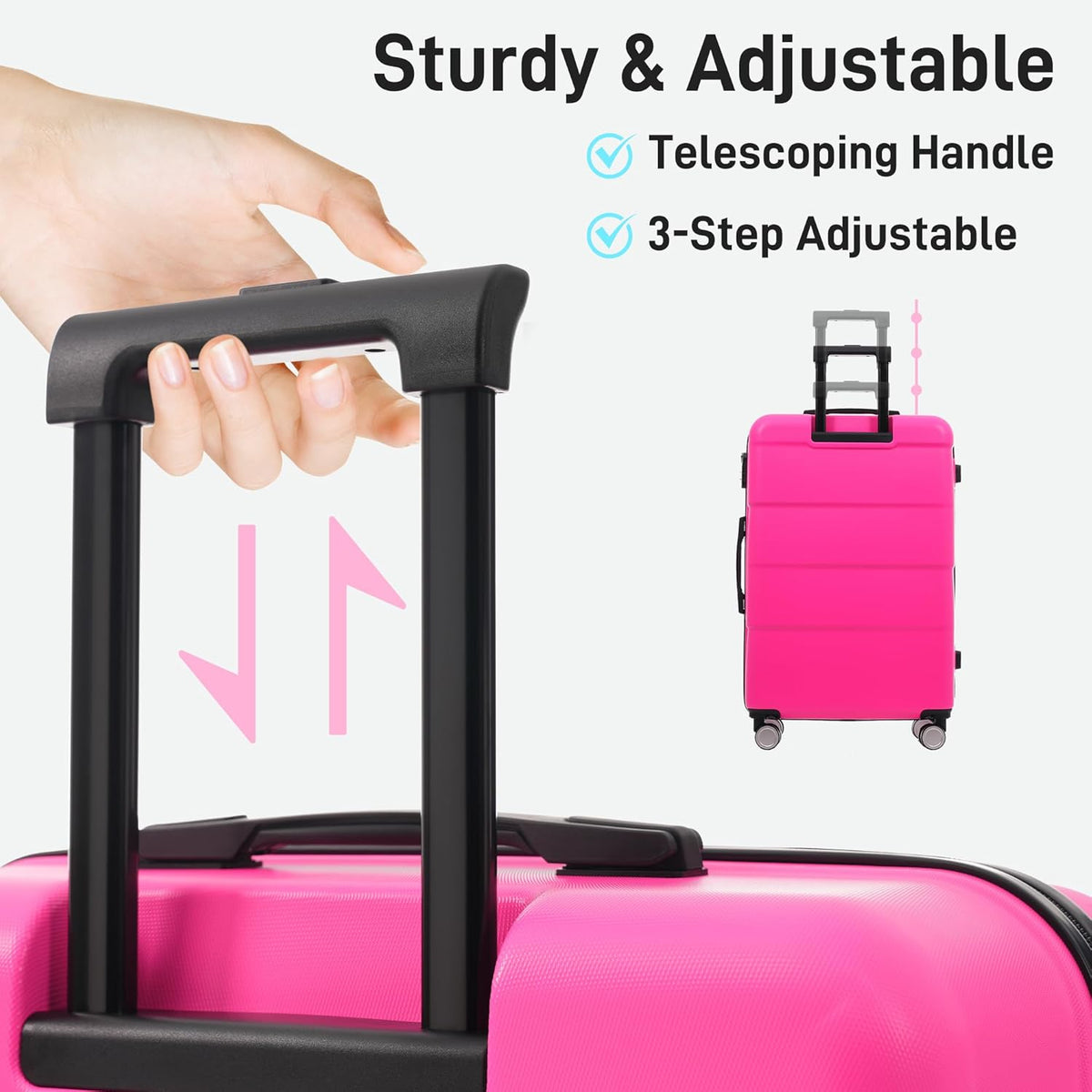 Hardshell Luggage Set, Travel Suitcase Set | Carry on suitcase,Travel luggage set with double spinner wheels and lock.14" 20" 24" 28"+Duffel Bag+Toiletry Bag - Colors A