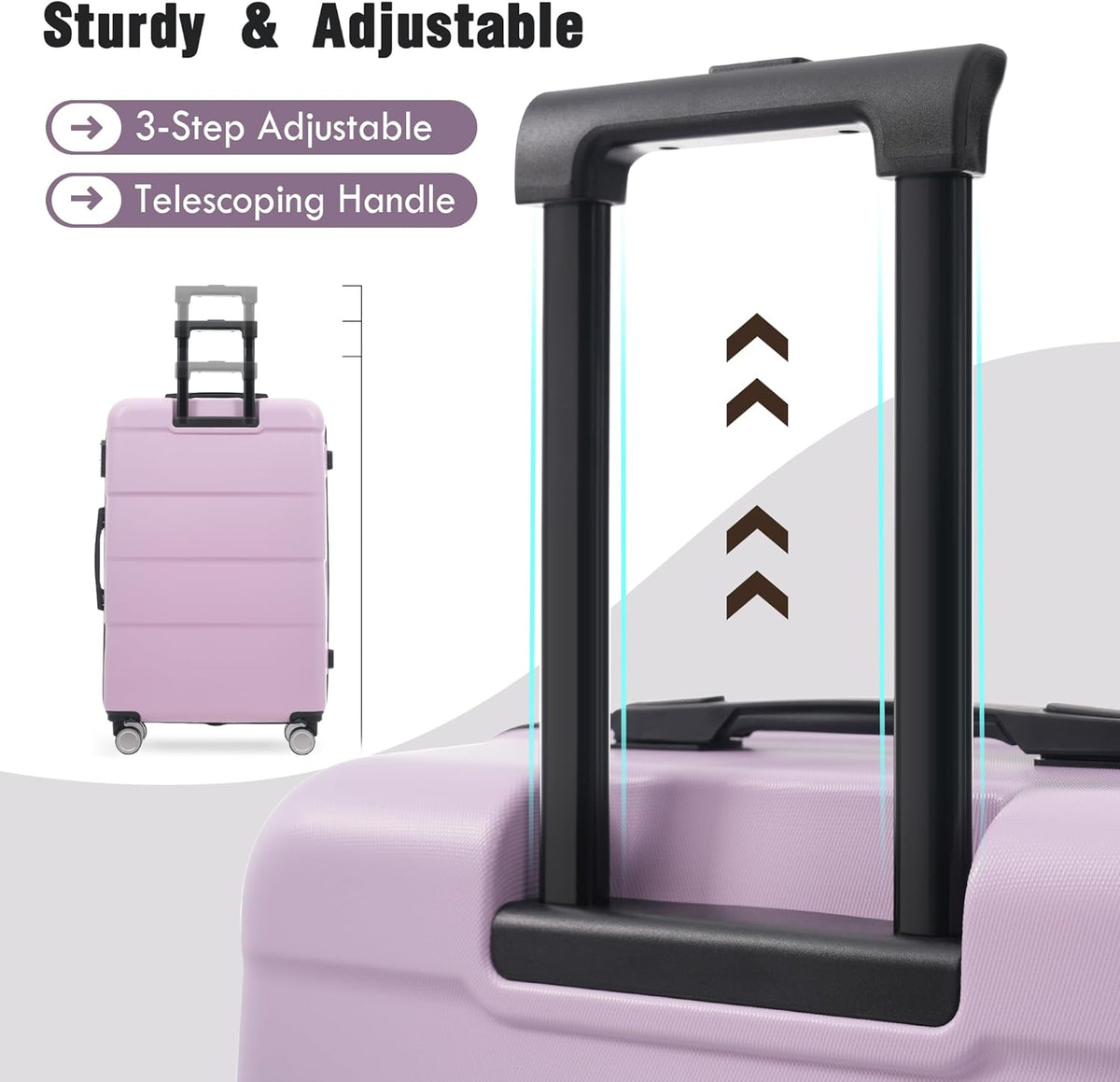 Hardshell Luggage Set, Travel Suitcase Set | Carry on suitcase,Travel luggage set with double spinner wheels and lock.14" 20" 24" 28"+Duffel Bag+Toiletry Bag - Colors A