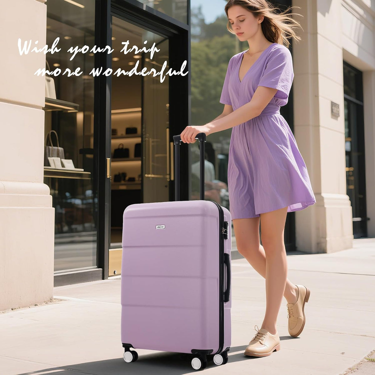 Hardshell Luggage Set, Travel Suitcase Set | Carry on suitcase,Travel luggage set with double spinner wheels and lock.14" 20" 24" 28"+Duffel Bag+Toiletry Bag - Colors A