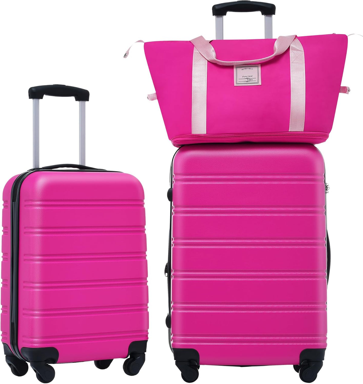 Hardshell Luggage Set, Travel Suitcase Set | Carry on suitcase,Travel luggage set with double spinner wheels and lock.14" 20" 24" 28"+Duffel Bag+Toiletry Bag - Colors A