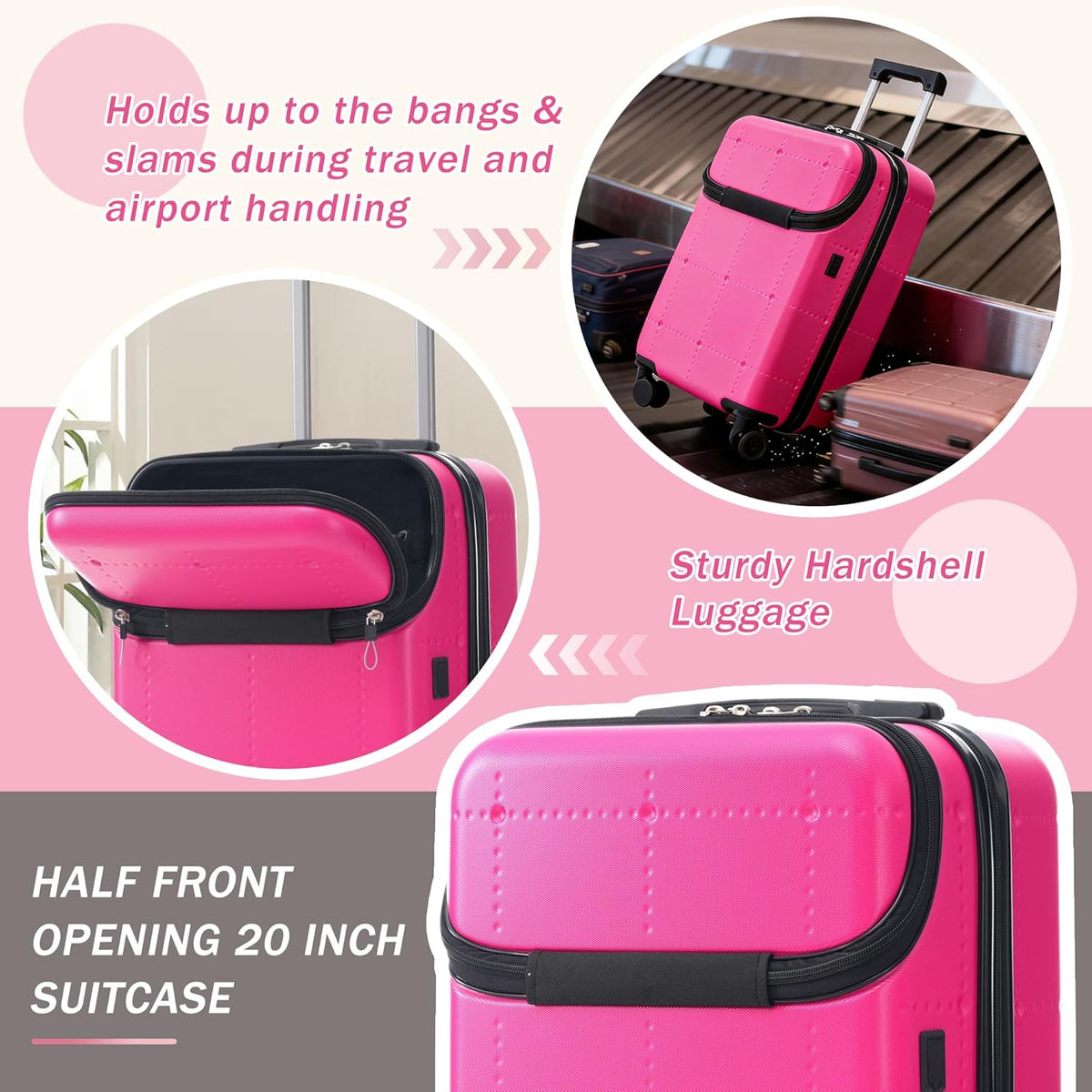 Hardshell Luggage Set, Travel Suitcase Set | Carry on suitcase,Travel luggage set with double spinner wheels and lock.14" 20" 24" 28"+Duffel Bag+Toiletry Bag - Colors A