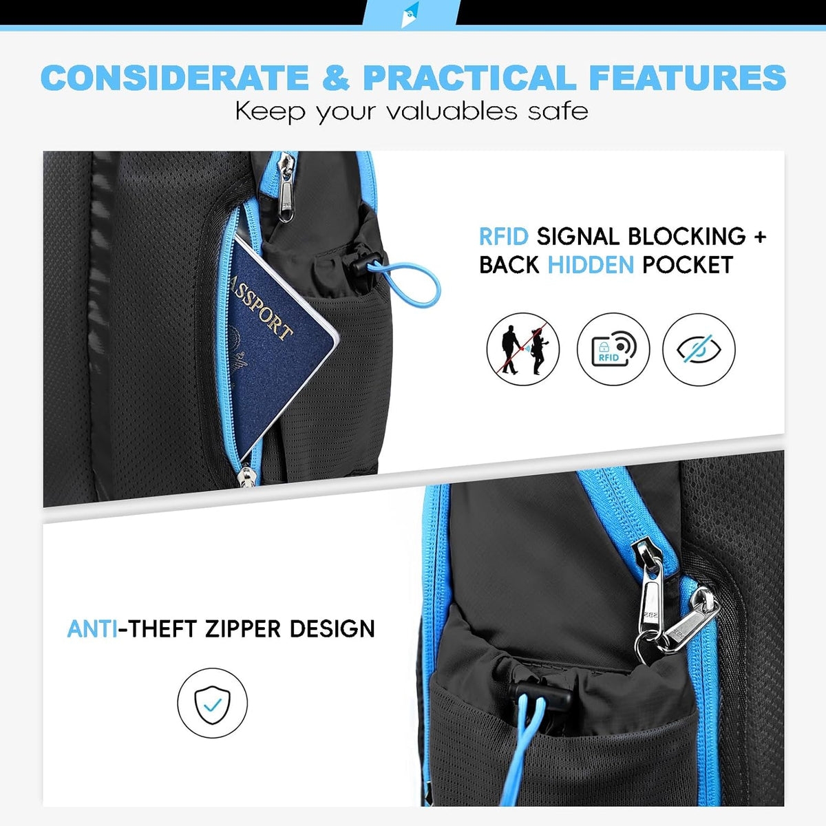 Seektop RFID Anti-Theft Crossbody Bag Sling Backpack for Women & Men, Casual Chest Daypack for Daily Travel