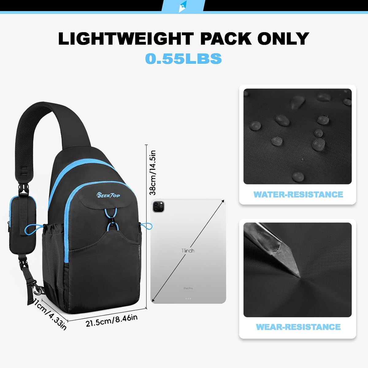 Seektop RFID Anti-Theft Crossbody Bag Sling Backpack for Women & Men, Casual Chest Daypack for Daily Travel
