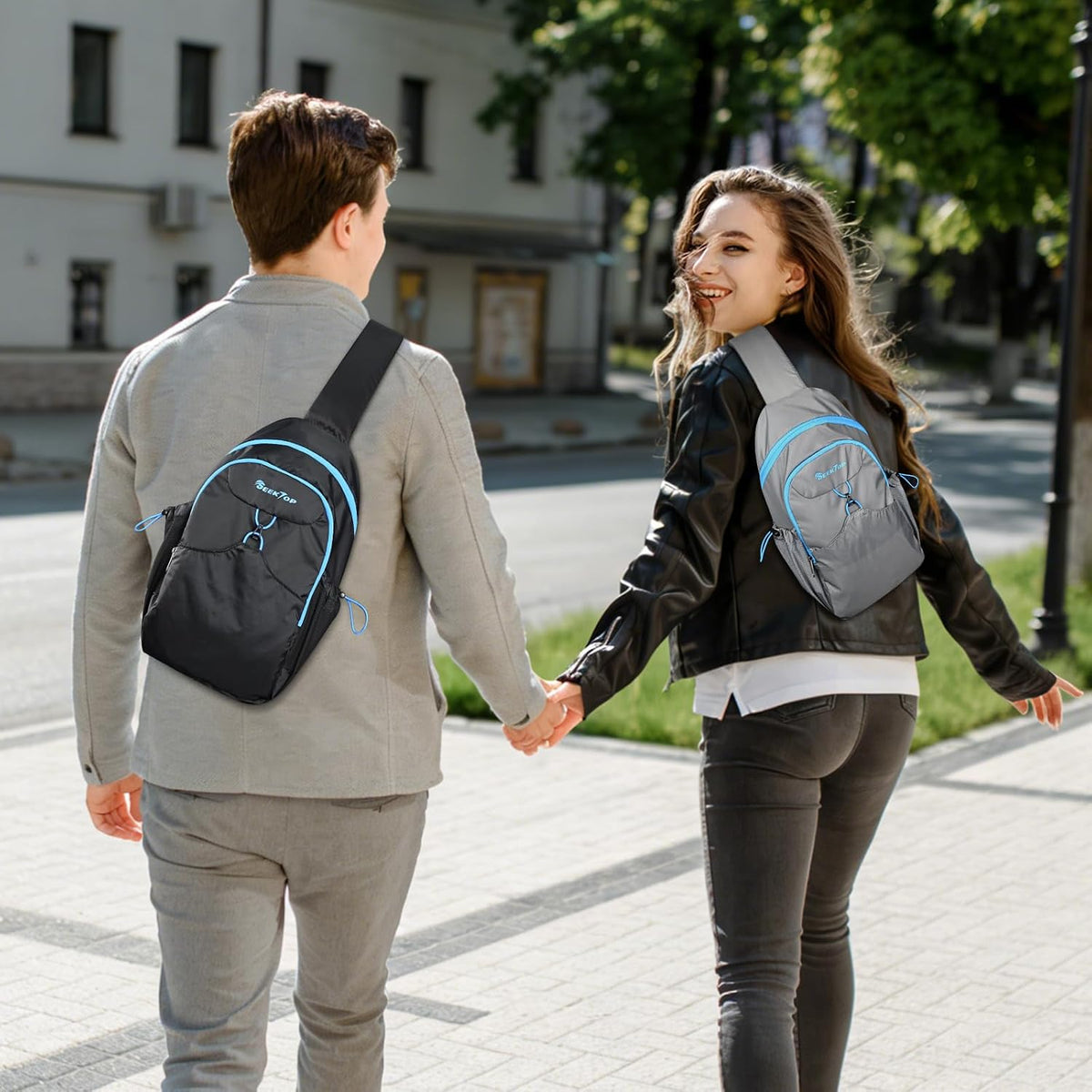 Seektop RFID Anti-Theft Crossbody Bag Sling Backpack for Women & Men, Casual Chest Daypack for Daily Travel