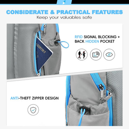 Seektop RFID Anti-Theft Crossbody Bag Sling Backpack for Women & Men, Casual Chest Daypack for Daily Travel