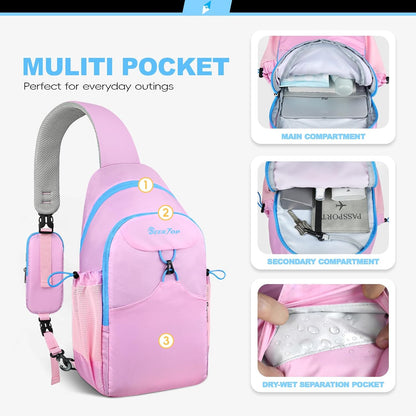 Seektop RFID Anti-Theft Crossbody Bag Sling Backpack for Women & Men, Casual Chest Daypack for Daily Travel