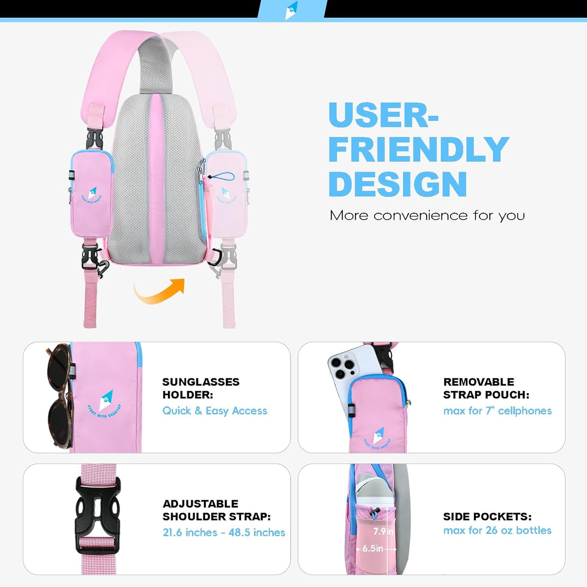 Seektop RFID Anti-Theft Crossbody Bag Sling Backpack for Women & Men, Casual Chest Daypack for Daily Travel