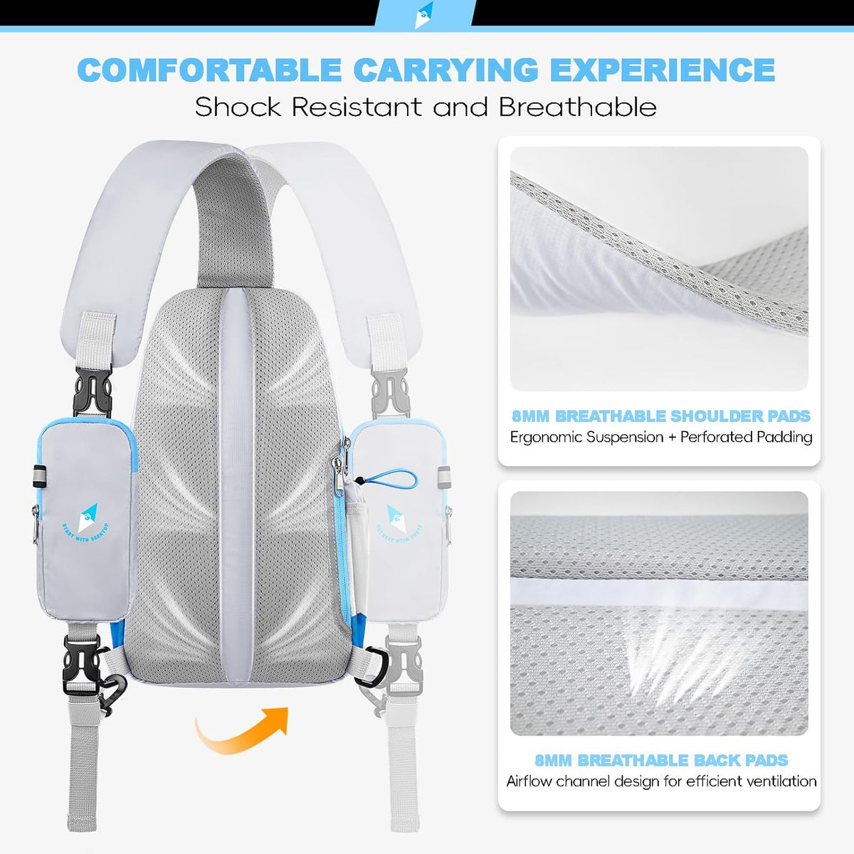 Seektop RFID Anti-Theft Crossbody Bag Sling Backpack for Women & Men, Casual Chest Daypack for Daily Travel