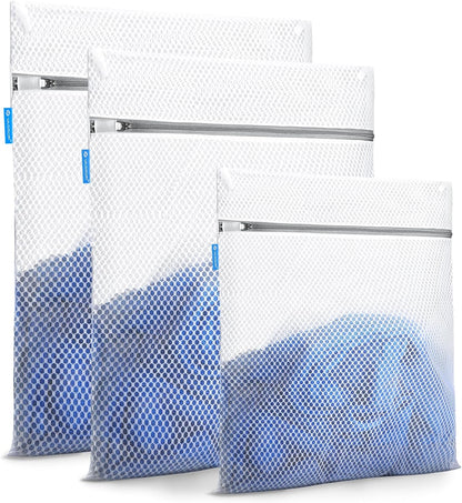 Premium Mesh Laundry Bags for Delicates with Auto-Lock Zipper - Durable Washing Bag Set for Blouse, Hosiery, Underwear, Bra, and Shoes ((Delicates))