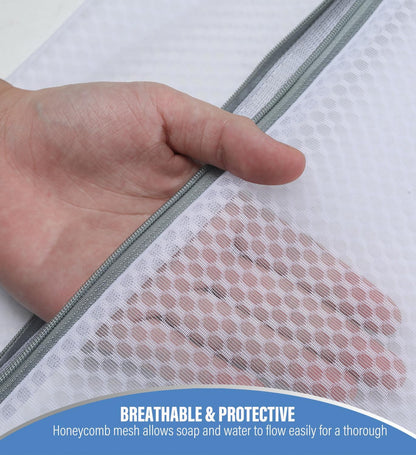 Premium Mesh Laundry Bags for Delicates with Auto-Lock Zipper - Durable Washing Bag Set for Blouse, Hosiery, Underwear, Bra, and Shoes ((Delicates))